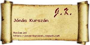 Jónás Kurszán névjegykártya